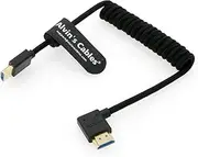 Ultra HD 8K HDMI 2.1 Braided Coiled Cable HDMI for Atomos Ninja V, Portkeys BM5, for Feelworld Monitor, for Canon C300, Z CAM E2, for Sony FS5| FS7| A7S3 Cameras Straight to Left Angle