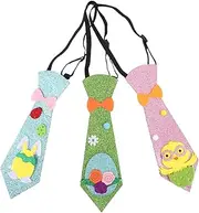 [VILLFUL] 3pcs Easter Party Decorations Funny Glitter Necktie Cartoon Bunny Egg Felt Tie Novelty Easter Costumes Accessories for Men Women Easter Party Spring Present Assorted Color