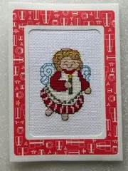 Completed Cross Stitch Card - Angel with Candle 5" x 7"