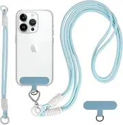 Ksriylm 2 Pads Mobile Phone Wrist Lanyard with 2Pcs Phone Patch Tether Tab,Wrist Lanyard Nylon Neck Strap Lobster Clasp Hanging Strap Safety Tether for Most Smartphones Phone Accessories