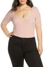Leith Bodysuit Womens 3X Pink Sweetheart Neck Thong