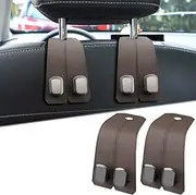 Elegananccy 2 in 1 Car Seat Headrest Hidden Hook, Leather Seat Back Purse Hanger Holder for Bags, Car Organizers and Storage Accessories for Women (Brown)