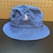 Polo Ralph Lauren Bucket Hat Mens L/XL Blue Cotton Chino Pony NEW $55