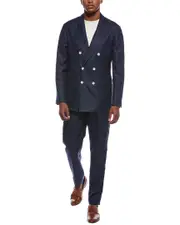 Brunello Cucinelli 2pc Wool, Linen, & Silk-Blend Suit with Pleated Pant