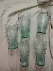 Lot Of 5 Vintage Anchor Mocking Coca Coke Glasses 6 Inch Tall 16 oz New W/ Tags