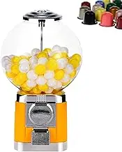 Capsule Vending Machine, Big Bubble Gumball Dispenser, No Coin Required, Gumball Machine for 1.26inch Ball, Coffee Capsule Storage Machine for Home, Game Retail Stores(Yellow)