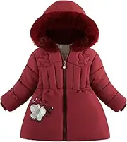 [KEOYA] Girls Puffer Coat Winter Warm Hooded Jacket Thicken Fleece Lined Zip Up Midi Coat 1-5 Years
