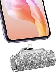 4smarts Small Portable Charger for iPhone, Mini Power Bank 4500mAh, Bling Cute Portable Phone Charger Battery Pack for iPhone 14/13/12/11/XR/8/Pro Max/Plus/Mini/SE Series - Shiny Silver