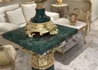 Malachite square coffee table top, stone center side table for modern furniture