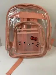 Hello Kitty Kid Clear Backpack Sanrio Original 2024 Transparent Shoulder Bag NEW