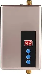 Instant Water Heater, Mini Electric Water Heater, Tankless Shower Hot Water System for Bathroom Kitchen Washing,Gold,220V 5500W