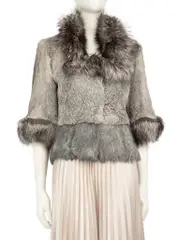 Grey Rabbit Fur Short Jacket