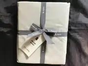WEST ELM 400 THREAD COUNT PERCALE PLEATED DUVET FULL/QUEEN PEARL GRAY NEW