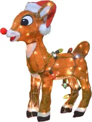 60552 24" Rudolph 3D Pre-Lit Yard Art Standing Rudolph with C9 Lights