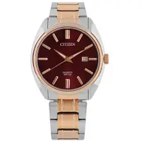 在飛比找蝦皮商城優惠-CITIZEN / 極簡時尚 日本機芯 日期 不鏽鋼手錶 紅