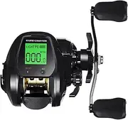 Beuiouer Electronic Baitcasting Fishing Reel LED Screen High Speed 7.2:1 10Kg Saltwater Waterproof Cast Drum Wheel Casting Easy to Use -Right, Black