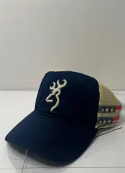 Browning Stars and Stripes Truckers Hat Cap OSFM Blue New With Tags