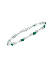 Silver 1.86 ct. tw. Diamond & Emerald Bracelet
