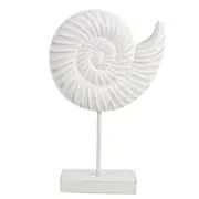 Maine & Crawford 7 Seas Wood 35cm Conch Shell On Stand Ornament Decor White