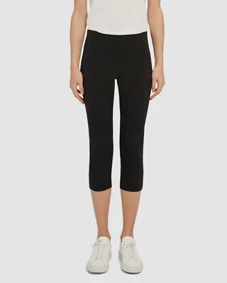$275 Theory Women's Black High Rise Elastic Waist Capri Leggings Pants Size XL