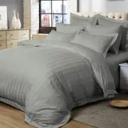Fabric Fantastic 1000tc Ultra Soft Striped Super King Size Grey Quilt/doona/duvet Cover Set