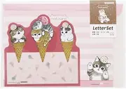 Sun-Star Stationery mofusand Letter Set, Die Cut Card, Ice S8906157