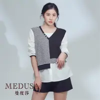 在飛比找ETMall東森購物網優惠-現貨【MEDUSA 曼度莎】黑白假兩件式拼接襯衫（M-XL）