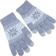 [TOVINANNA] Adorable Snowflake Pattern Full Finger Touch Screen Gloves Warm Wool Winter Gloves