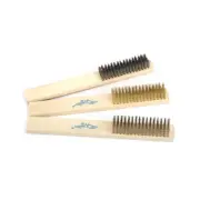 3pcs Brass Wire Brush Wooden Handle Steel Stainless Steel Brass Brush Kit