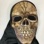 Grim Reaper Hooded Death Skeleton Skull Halloween Plastic With Mesh Eyes Mask