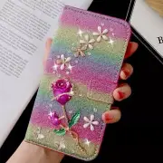 For Samsung Galaxy S23 A53 A71 A20E A21S Flower Leather Flip Wallet Case Cover