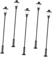 5pcs Sand Table Model Accessories Miniature Street Lamp Small Street Lamp Model Mini Village Accessories Yard Lamp Model Miniature Garden Decor Stainless Steel Plus Abs Black