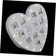 ibasenice 12 Month Baby Growth Record Photo Frame with Light Heart Shape Baby Photo Rack Acrylic Photo Frame for Mom Dad Present