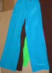 NWT MATTE SPANDEX DANCE JAZZ PANTS in TURQUOISE BLUE CHILD small BOOTCUT