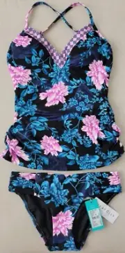 NWT SEAFOLLY Moonflower Sweetheart Singlet & Ruched Side Retro Pant, US 4