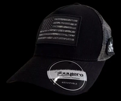 Ibuytero®️ American Flag Camouflage Mesh Trucker Hat ~ Snap Back Cap ~ Black