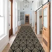 Rugs Runner for Entryway Washable Black Gold Non Slip Rubber Backed Kitchen Area Rug 1m 1.5m 2m 2.5m 3m 3.5m 4m 4.5m 5m 6m Extra Long Carpet Runners(2ft×16.4ft/60×500cm)