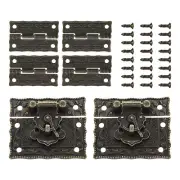 2pcs Retro Bronze Alloy Latch Locks 51 x 44mm and 4pcs Engraved Hinges