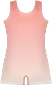 [GAIGEO] Coral Pink Linen Gradient Toddler Gymnastics Leotards for Girl Biketards Ballet Dance Outfit Dress 2-3t