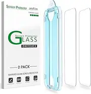 amFilm 2 Pack OneTouch Compatible with iPhone 16e (2025)/iPhone 14 (6.1" 2022) and iPhone 13/iPhone 13 Pro 6.1" Tempered Glass Screen Protector with Easy Installation Kit, Full Coverage Case Friendly
