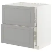 METOD / MAXIMERA base cab f sink+2 fronts/2 drawers, white/Bodbyn grey, 80x60x80 cm