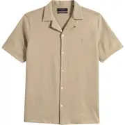 AllSaints Hudson Camp Shirt in Pebble Brown at Nordstrom, Size Xx-Large