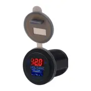 12V-24V Car Motorcycle LED Digital Display Voltmeter IP66 Waterproof 5V/2.1A j