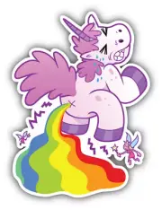 Cartoon Unicorn Pooping Rainbow Animal Car Bumper Sticker Decal - ''SIZES''