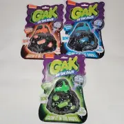 Nickelodeon Gak in the Dark Glow Slime Blue/Orange/Green w/UV LED Light 2018 NIB
