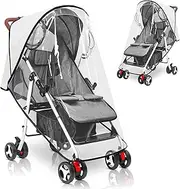HOTUT Rain Cover for pram, Universal rain Cover Buggy, Good air Circulation, pram rain Cover for Waterproof, Windproof, Sun, Non-Toxic, Transparent