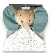 Elephant Security Blanket NATTOU Lovey Plush Knotted Corners Pacifier Holder NEW