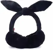 BIENKA Ear Muffs for Women Women's Winter Warm Ear Muffs Can Love Ear Protectors Ear Muffs 2 Colors Daily Wearing Earmuffs (Color : Black, Size : One Size)