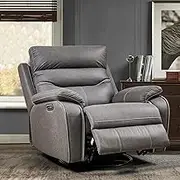 Dual OKIN Motor Rocking and Swivel Recliner Chair with Power Function - Fabric, Infinite Position, Headrest. Perfect for Living Spaces (Gray)