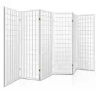 NNEDSZ 6 Panel Room Divider Privacy Screen Foldable Pine Wood Stand White